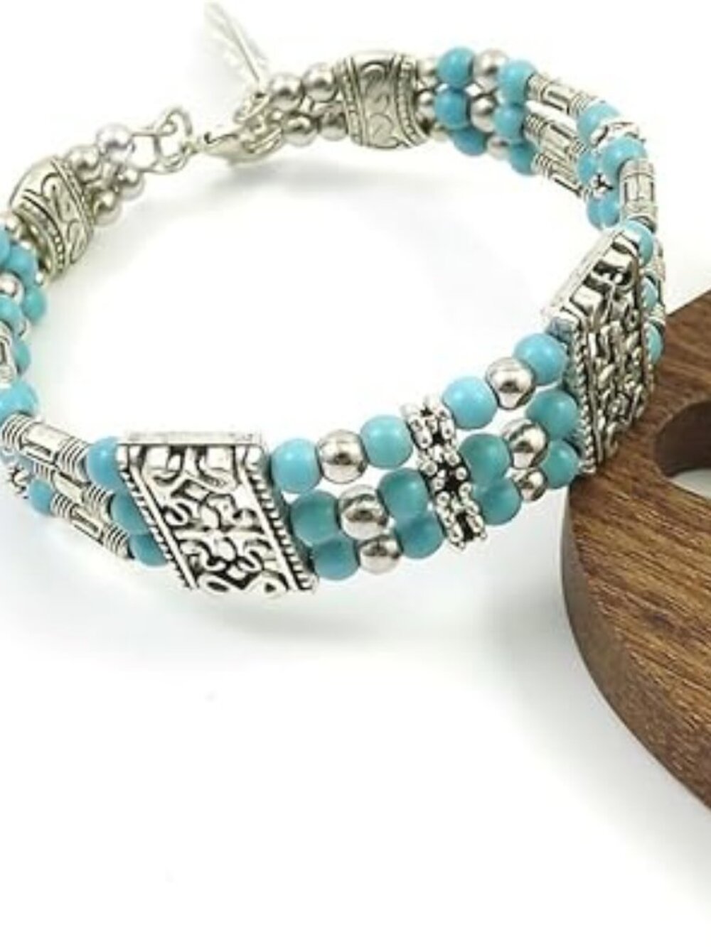 Turquoise Silver Bracelet Trendy Boho Western
